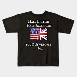 Half American Half British USA Flag United Kingdom Heritage Kids T-Shirt